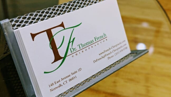 Dr French, Norwalk Chiropractor Business card