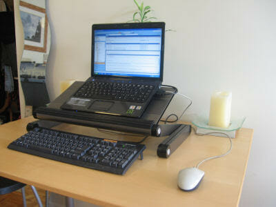 laptop with an external keyboard for good posture
